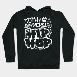 50 Years Hip Hop Vinyl Retro Graffiti 50th Anniversary Black White Hoodie